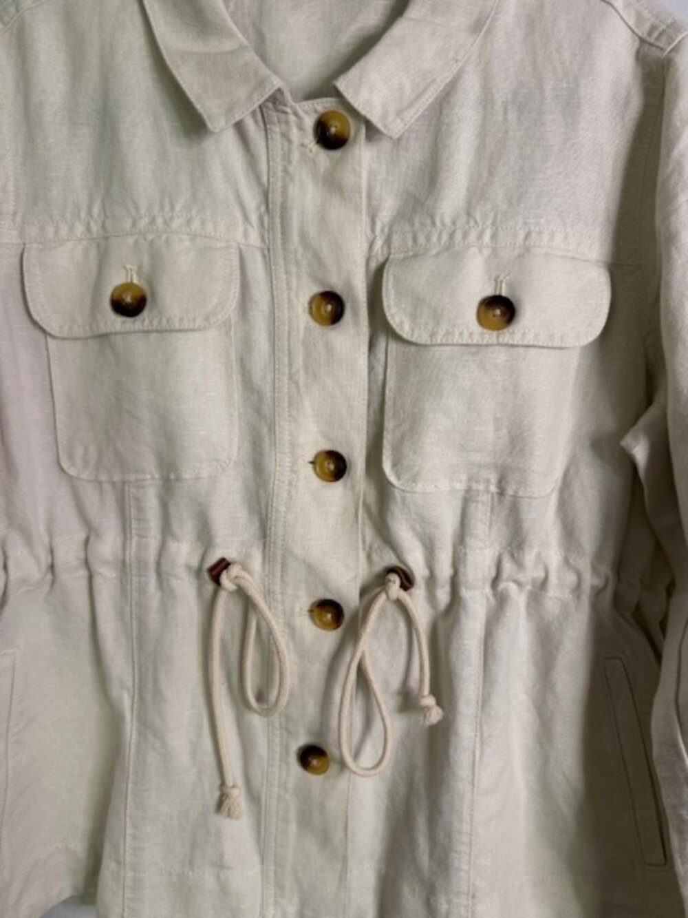 Vineyard Vines Women's Cream Linen Blend Utility Jacket Size Large - Picture 3 of 6